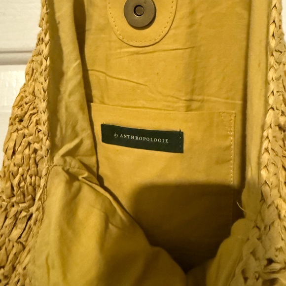Anthropologie Rosalita Rafia Yellow Fringe Tote Bag - Picture 8 of 16